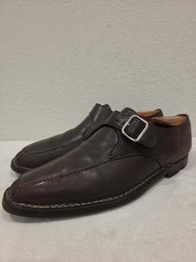 Sutor Mantellassi Men's 9.5 Dark Brown Pebbled Italian Leather Monk Strap Shoes